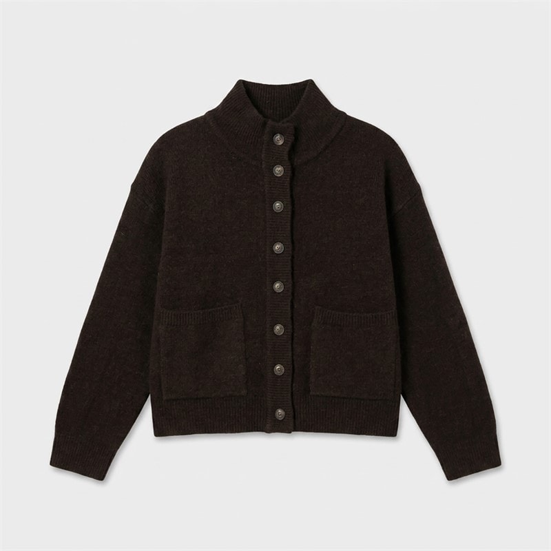 Brave Soul Dame strikket cardigan med knapper - Chocolate