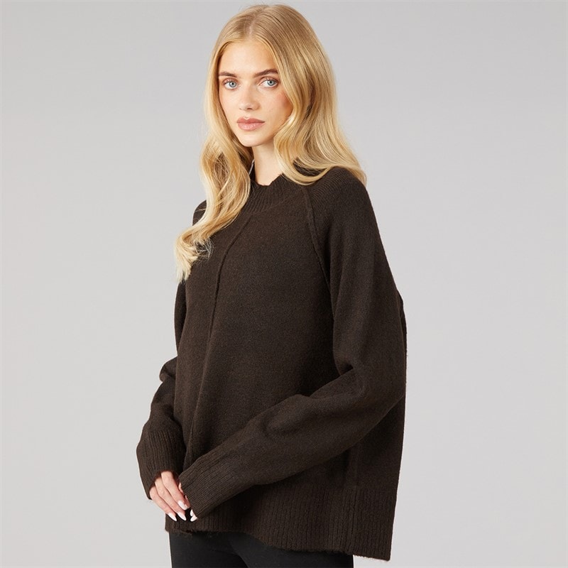Brave Soul Dame alder rullekravejumper - Chocolate