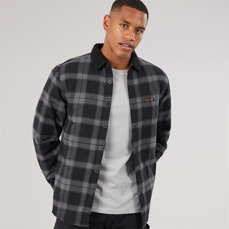 Bench Herre zyren vatteret ternet flannelskjorte - Sort/Dark Grey Check