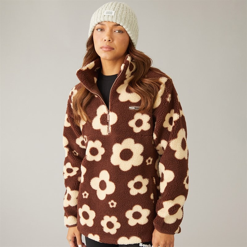 Bench Dame dessa fleece med 1/4 lynlås - Chocolate/Chalk
