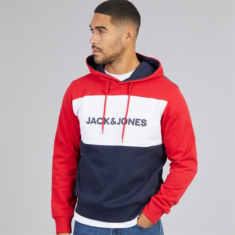 JACK & JONES Herre logo blocking hættetrøje - Tango Red