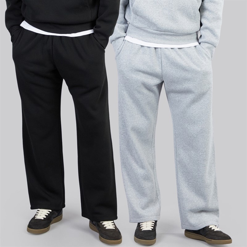 JACK & JONES Herre oversized to-pak åbne nederste joggebukser - Sort/Hvidgråmeleret