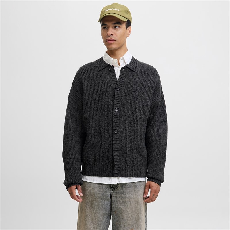 JACK & JONES Herre strikket cardigan - Dark Grey Marl