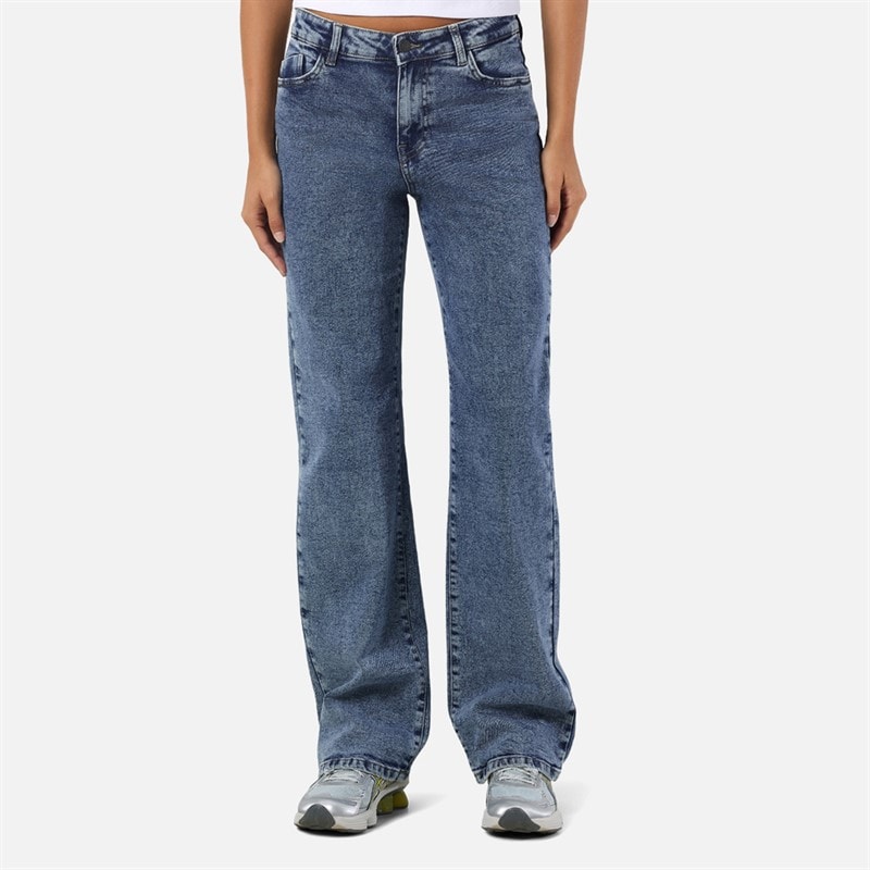 Noisy May Dame yolanda jeans med vide ben - Medium Blue Denim
