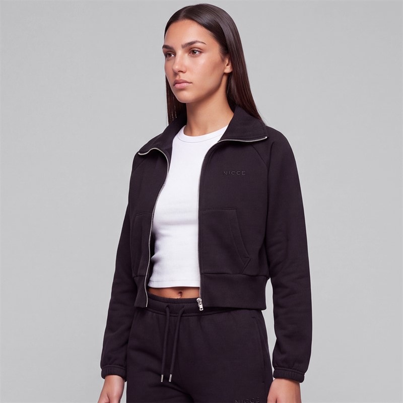 NICCE Dame quintessa cropped sweatshirt med lynlås foran - Sort