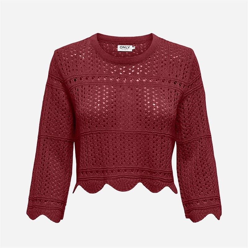 Only Dame dortmund 3/4-ærmet strikbluse - Cabernet
