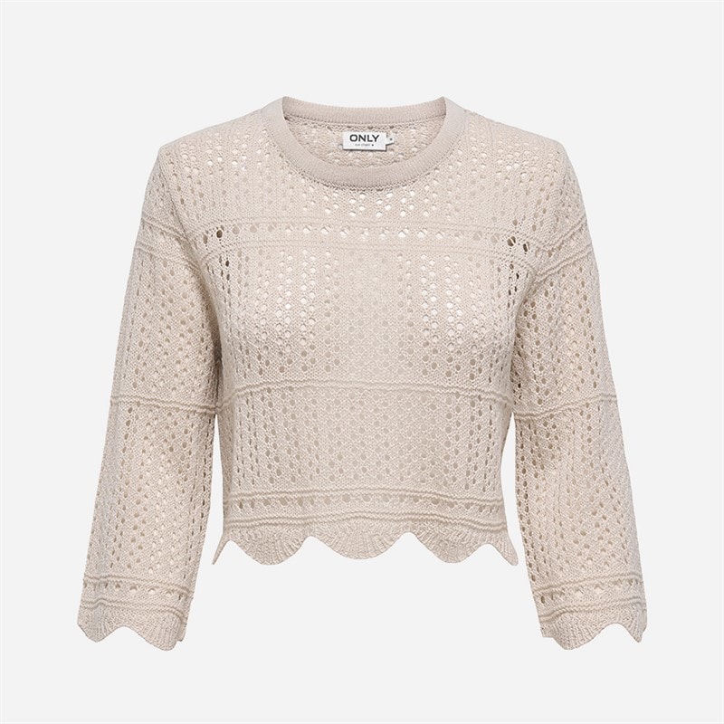 Only Dame dortmund 3/4-ærmet strikbluse - Pumice Stone