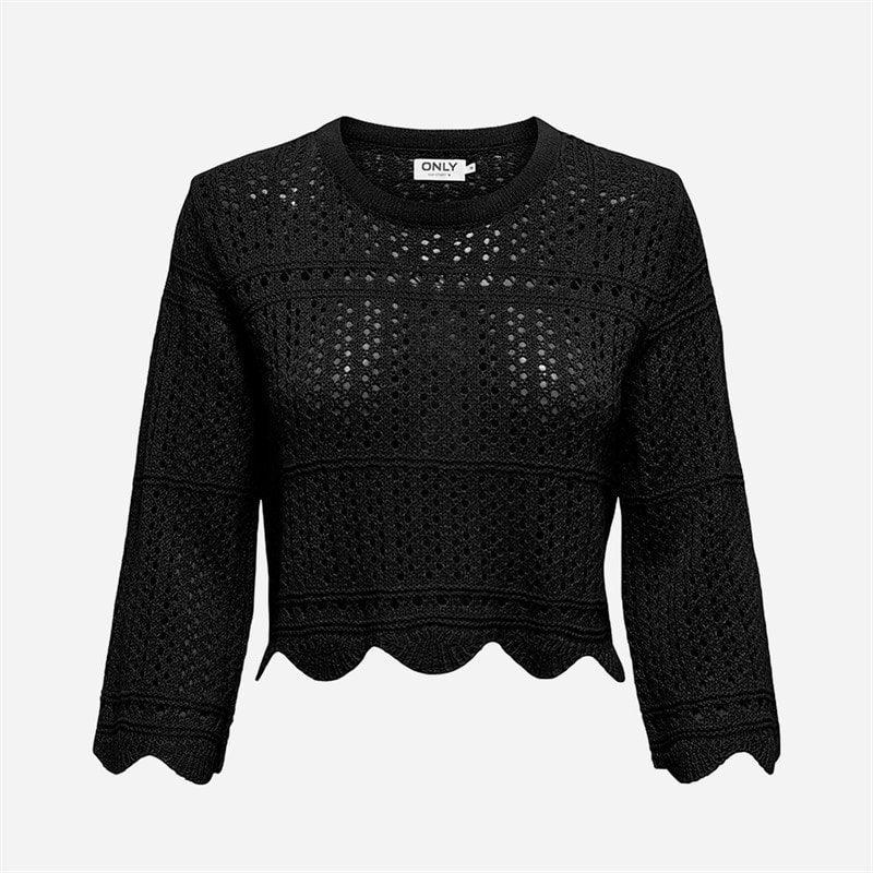 Only Dame dortmund 3/4-ærmet strikbluse - Sort
