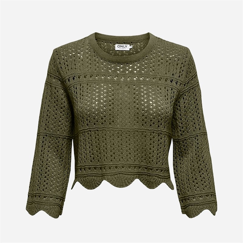 Only Dame dortmund 3/4-ærmet strikbluse - Winter Moss