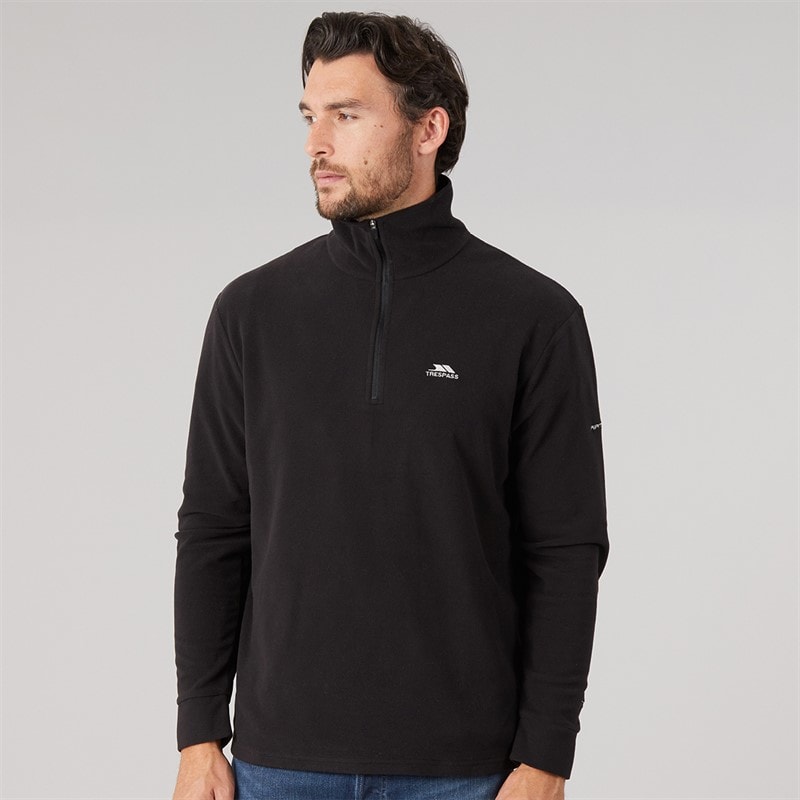 Trespass Herre masonville 1/2 zip mikrofleece - Sort