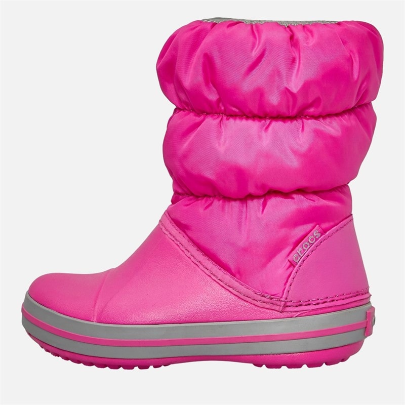 Crocs Børn vinter puff-støvler - Electric Pink/Lysgrå