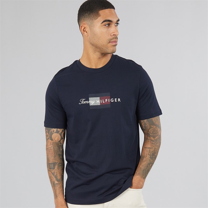 Tommy Hilfiger Herre script flag t-shirt - Desert Sky