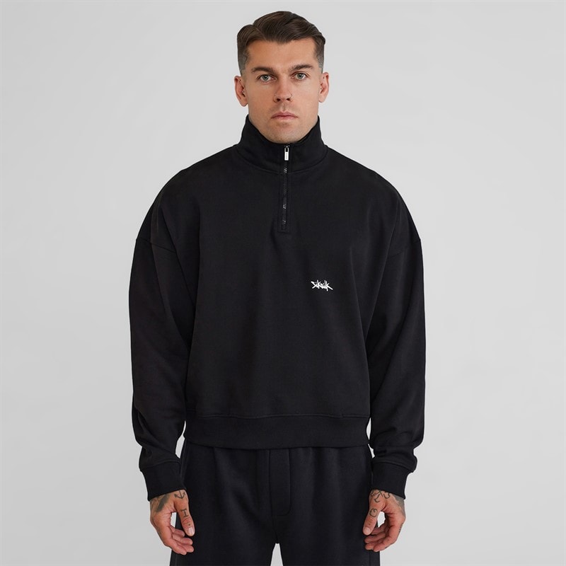 SikSilk Herre quarter zip sweater - Sort