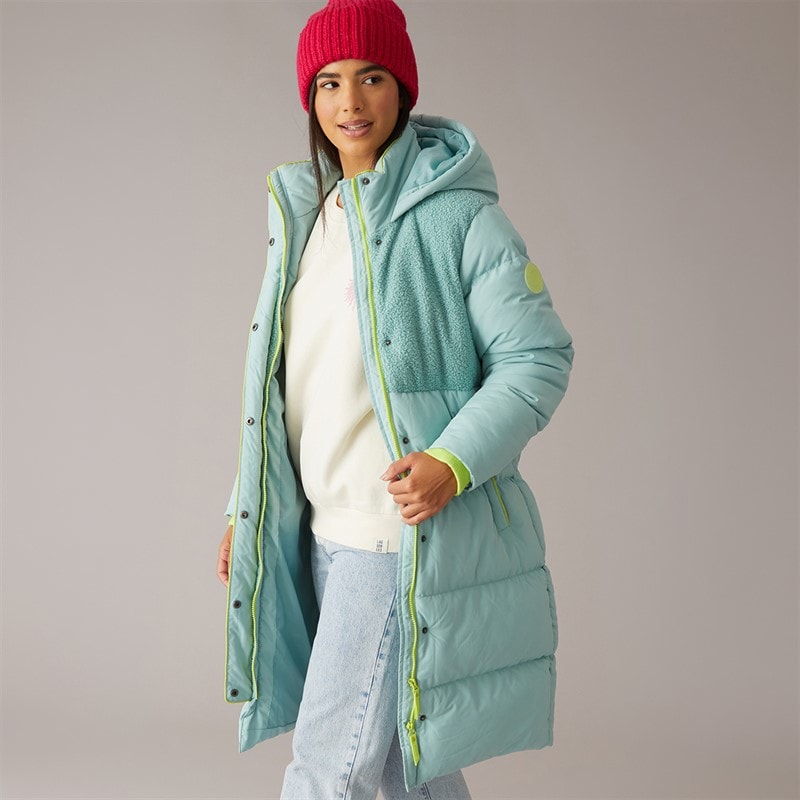 Lagooners Dame cornwall mellemlang pufferjakke - Sea Green
