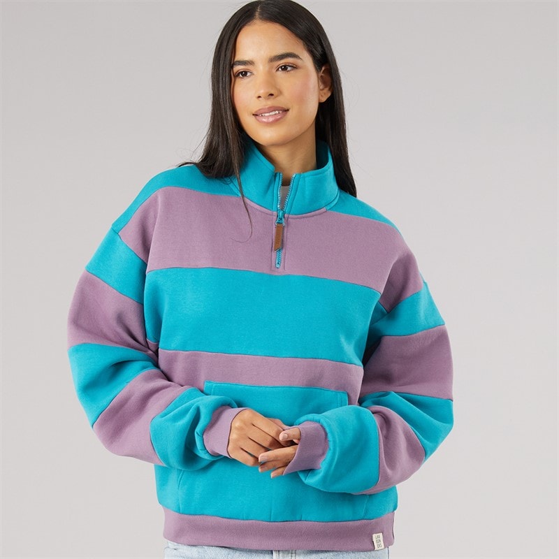 Lagooners Dame birchden 1/4 zip sweatshirt - Bluebird/Grape