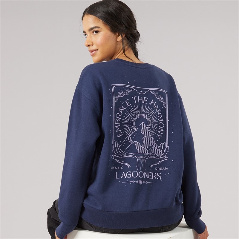 Lagooners Dame willowmere grafisk sweatshirt - Navy