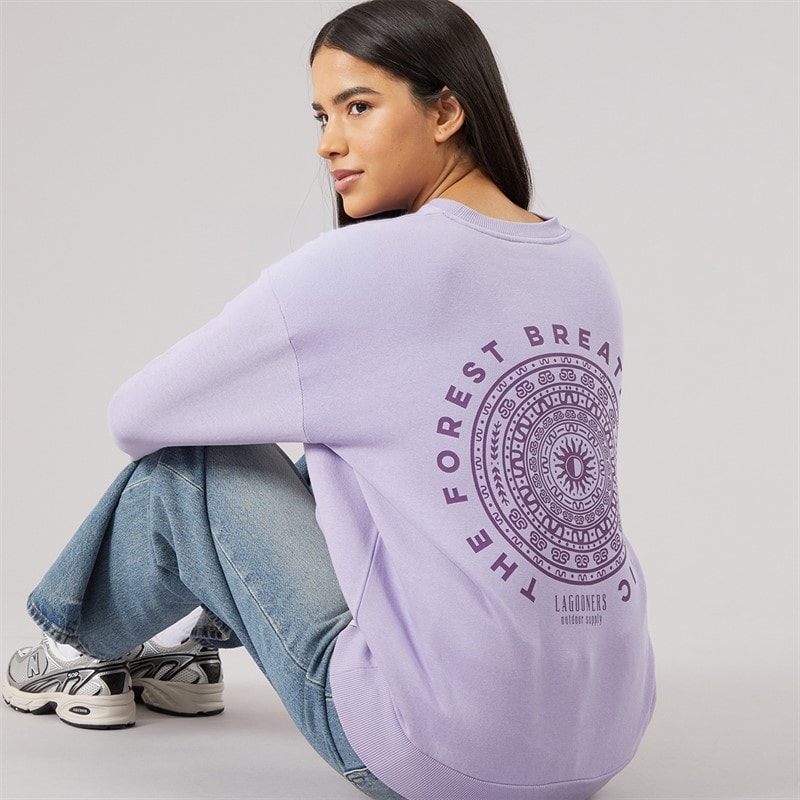Lagooners Dame finchmere grafisk sweatshirt - Lilac
