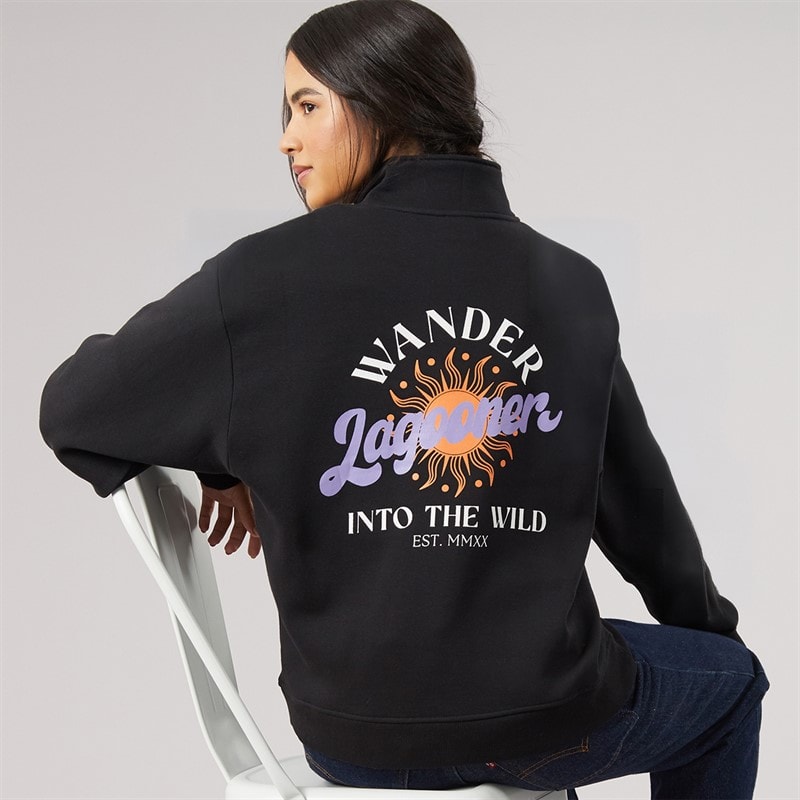 Lagooners Dame burlow 1/4 lynlås sweatshirt - Sort