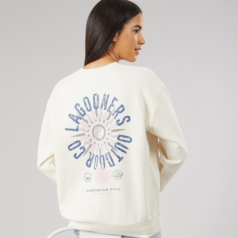 Lagooners Dame fogmere grafisk sweatshirt - Ecru