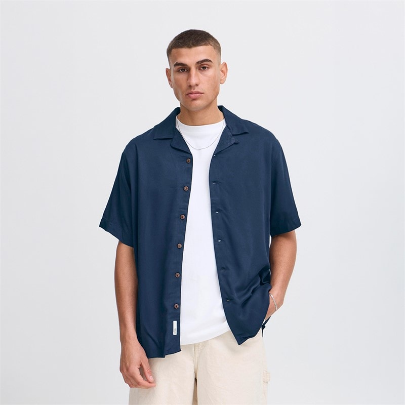 Solid Herre pablo kortærmet skjorte - Insignia Blue