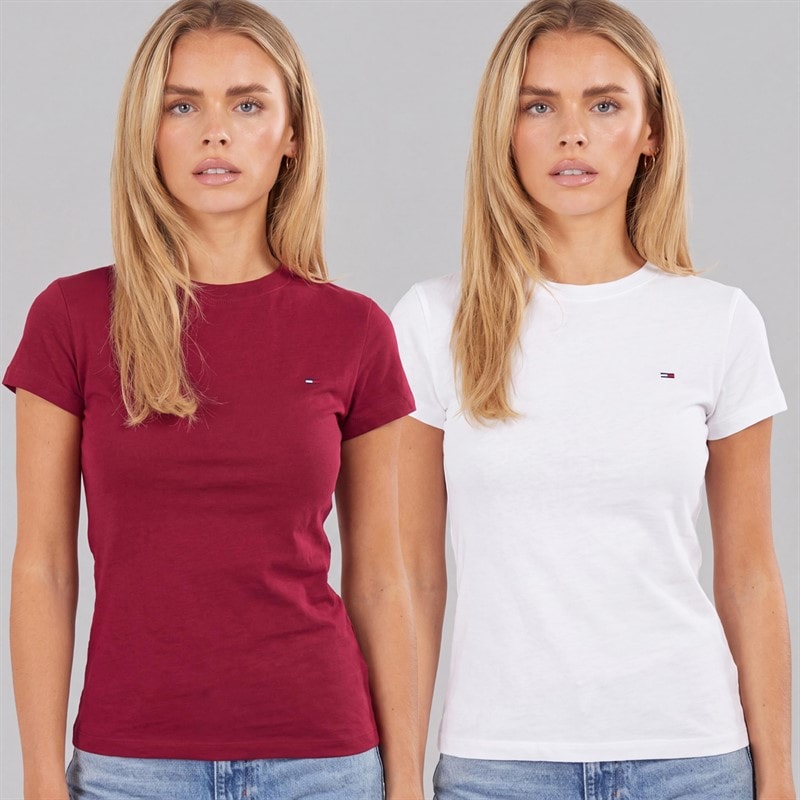 Tommy Jeans Dame to pak t-shirts - Ecru/Lavish Cerise