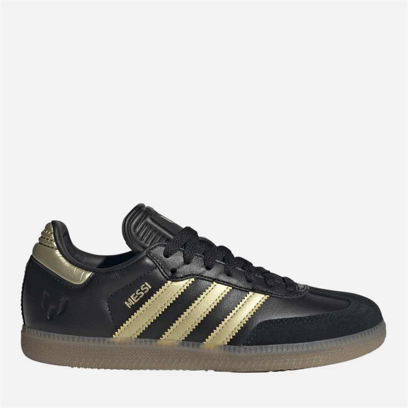 adidas Børn samba messi indendørs fodboldstøvler - Core Black/Guld Metallic/Gum