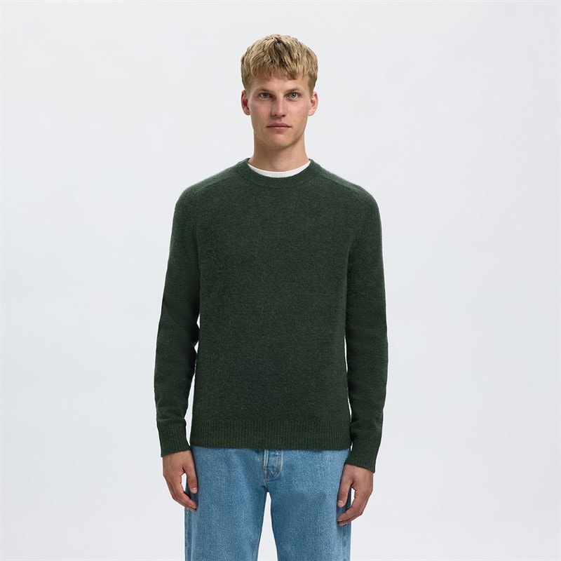 Selected Herre rai rundhalset sweater - Deep Forest
