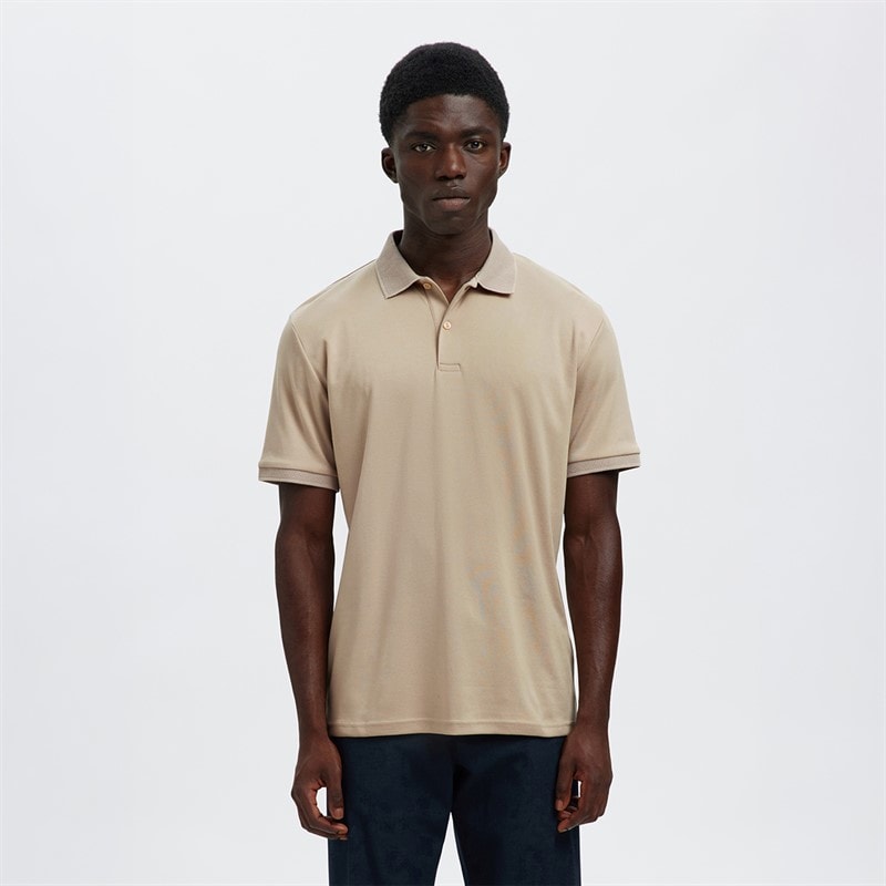 Selected Herre fave button polo-shirt - Oatmeal
