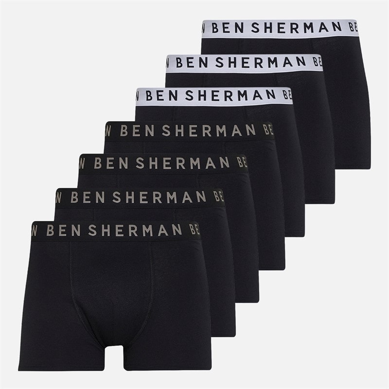 Ben Sherman Herre syv-pak boksershorts - Sort/Hvid