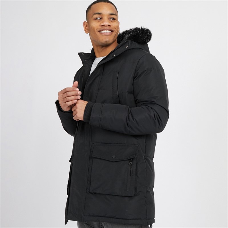 Brave Soul Herre jethrow tech lang parka - Sort