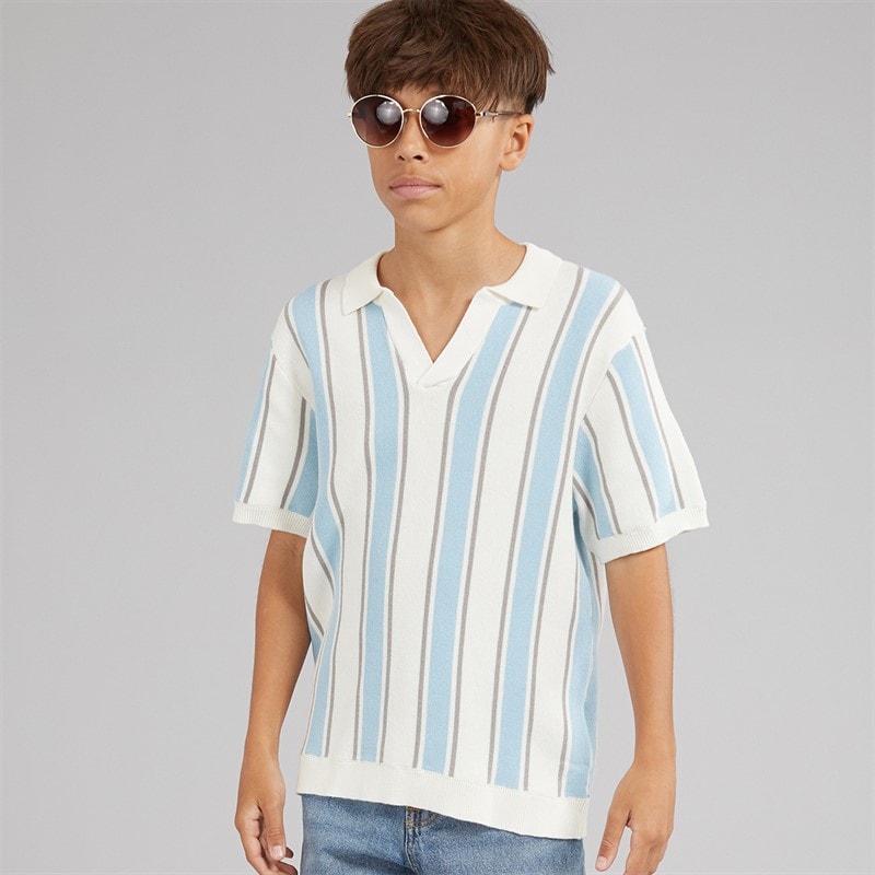 Brave Soul Drenge rialto poloshirt - Cream/Bleg Blå/Lt Grey