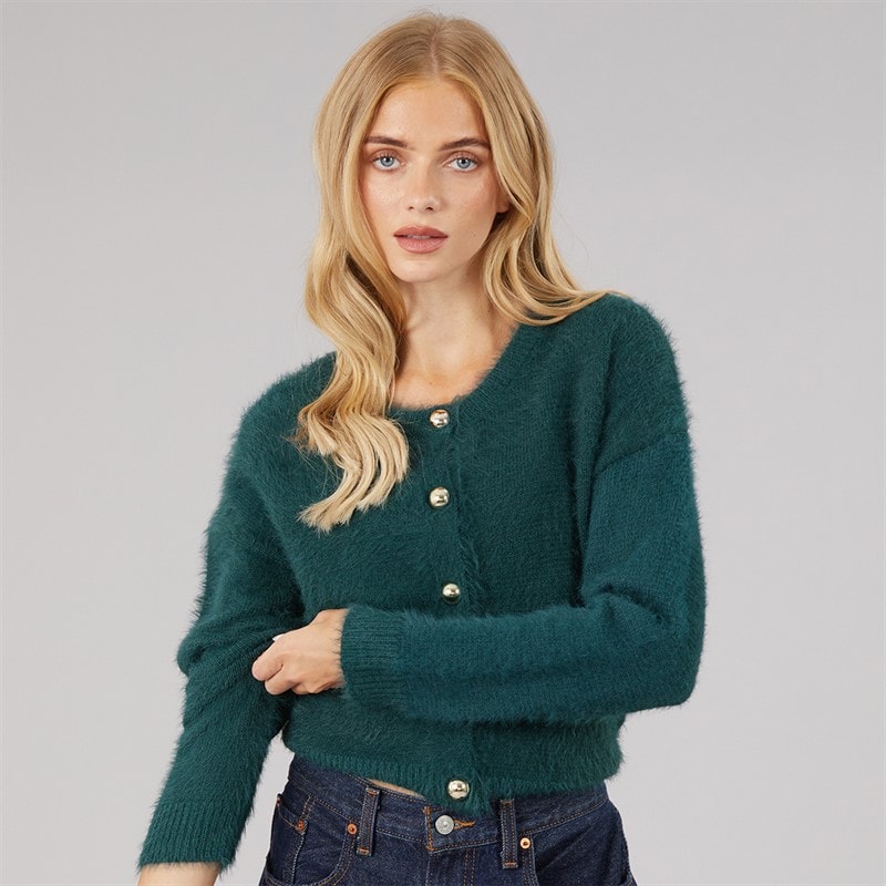 Brave Soul Dame cloud cardigan med rund hals - Teal