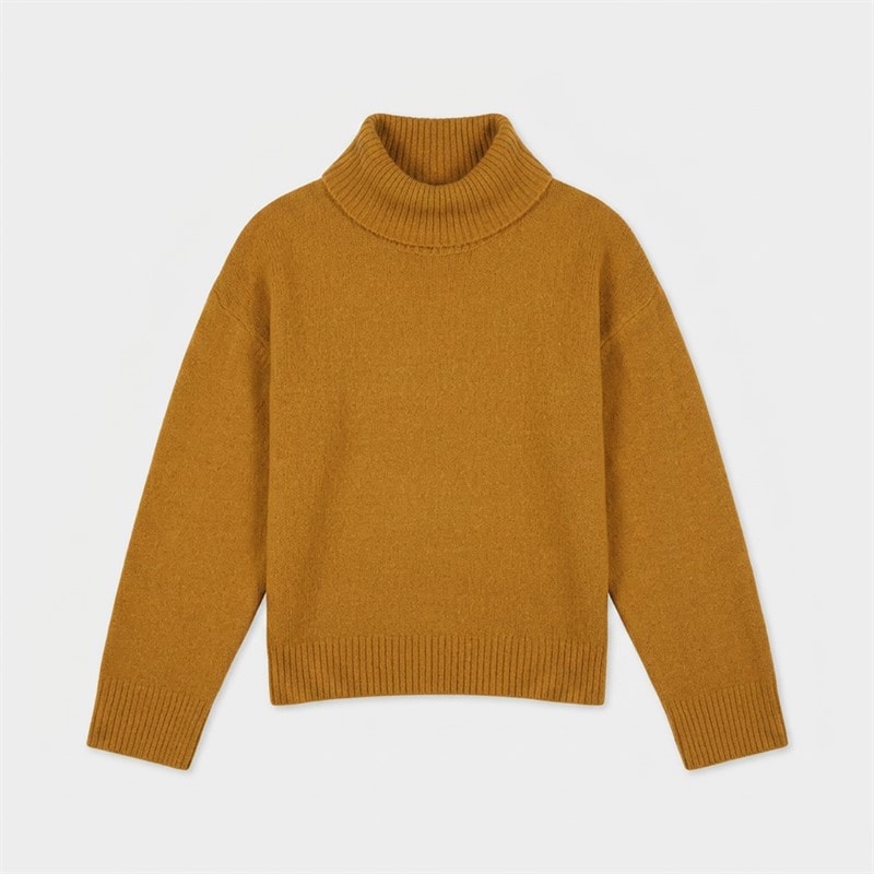 Brave Soul Dame mosgrøn rullekravebluse - Ochre