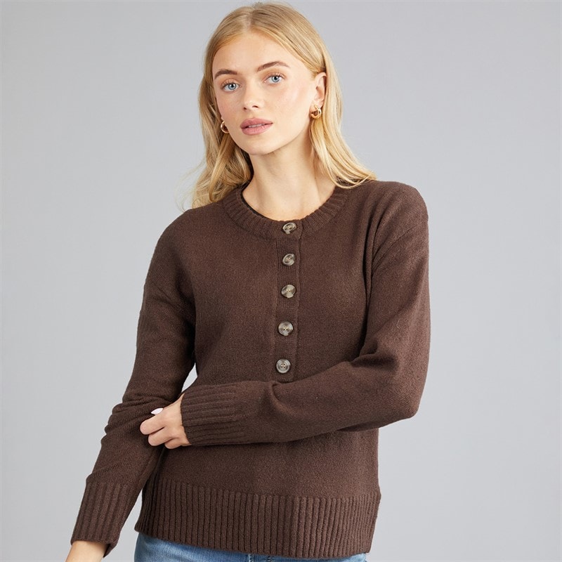 Brave Soul Dame keaton rundhalset sweater - Brun