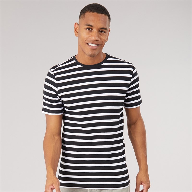 Brave Soul Herre radiant t-shirt med rund hals og korte ærmer - Hvid/Sort