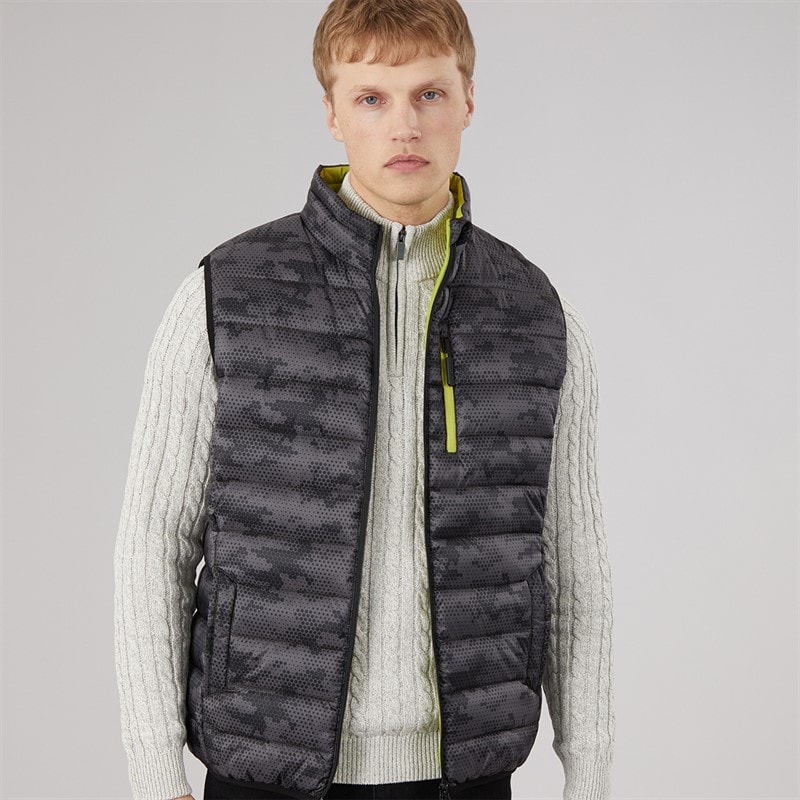 Crosshatch Herre camo gathered vest - Charcoal