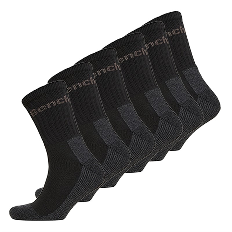 Bench Herre lidas six pack støvlestrømper - Sort/Charcoal Marl