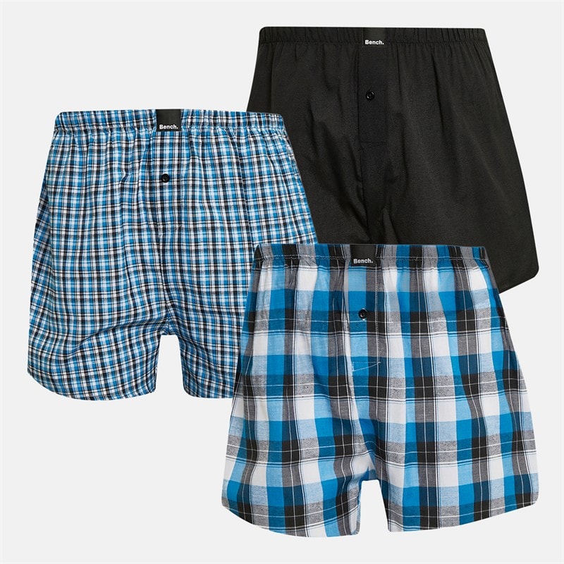 Bench Herre Anujan trepak vævede boxershorts - Sort/White And Blue Check/Sort/Sort/White And Blue Check