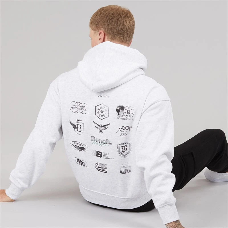 Bench Herre buxian oversized hættetrøje - Light Grey Marl