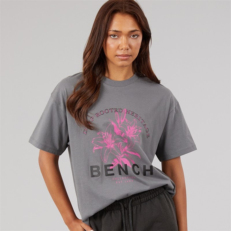Bench Dame alta oversized t-shirt med grafisk print - Charcoal