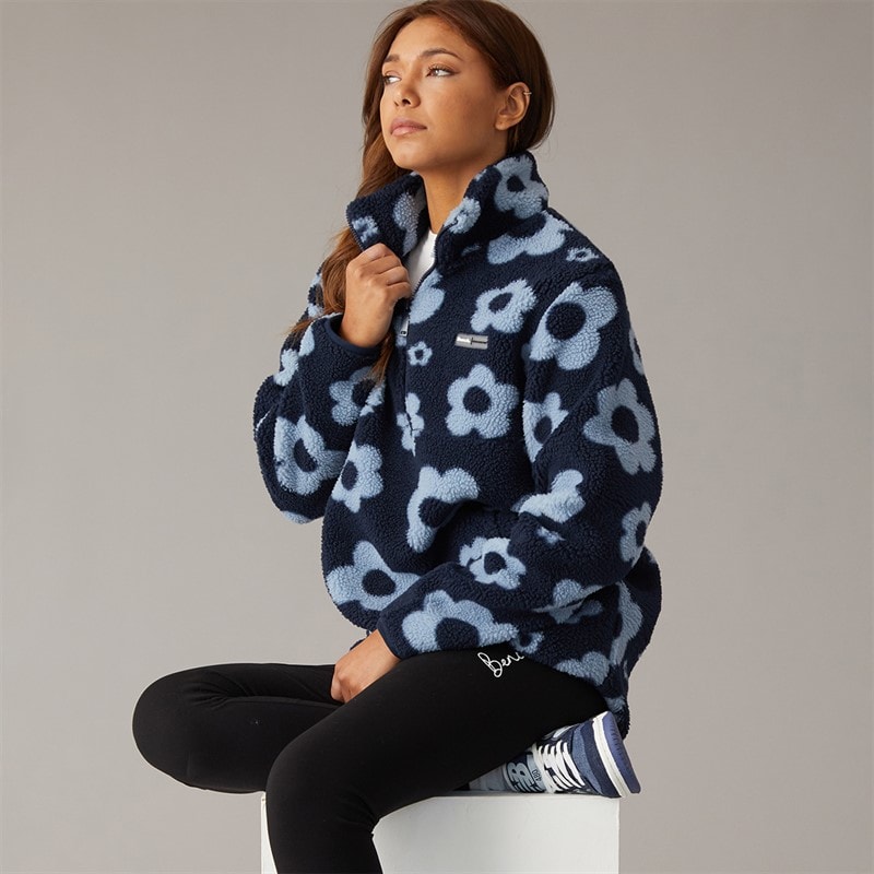 Bench Dame dessa fleece med 1/4 lynlås - Marineblå/Dusky Blue