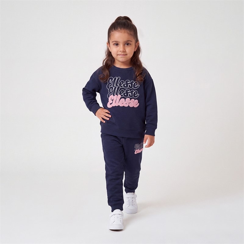Ellesse Piger mazzi sweatshirt med bubble-logo og joggers sæt - Navy