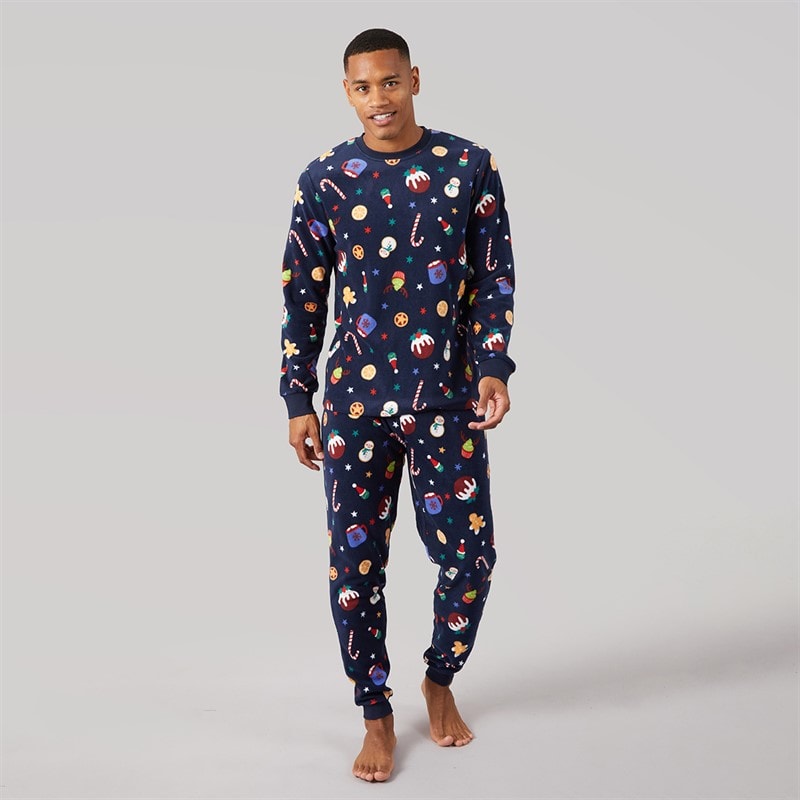 Fluid Herre jule microfleece sæt - Multi Navy