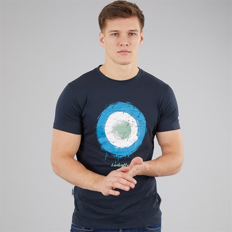 Lambretta Herre target spray t-shirt - Marineblå