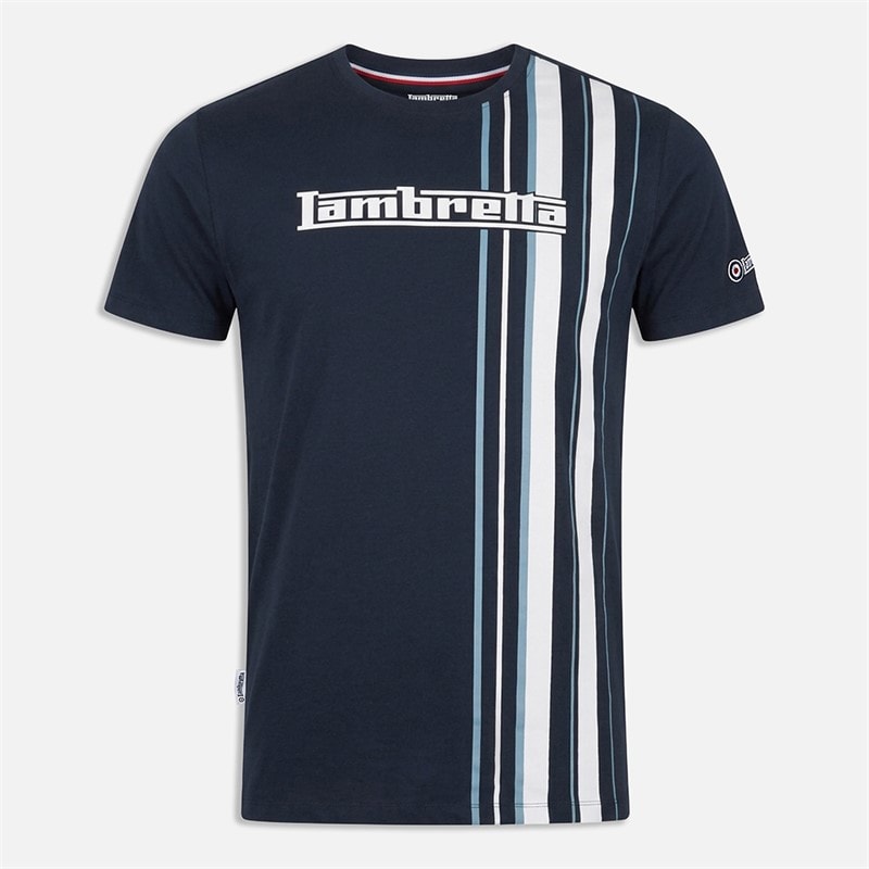 Lambretta Herre racing stripe t-shirt - Navy/Røgblå