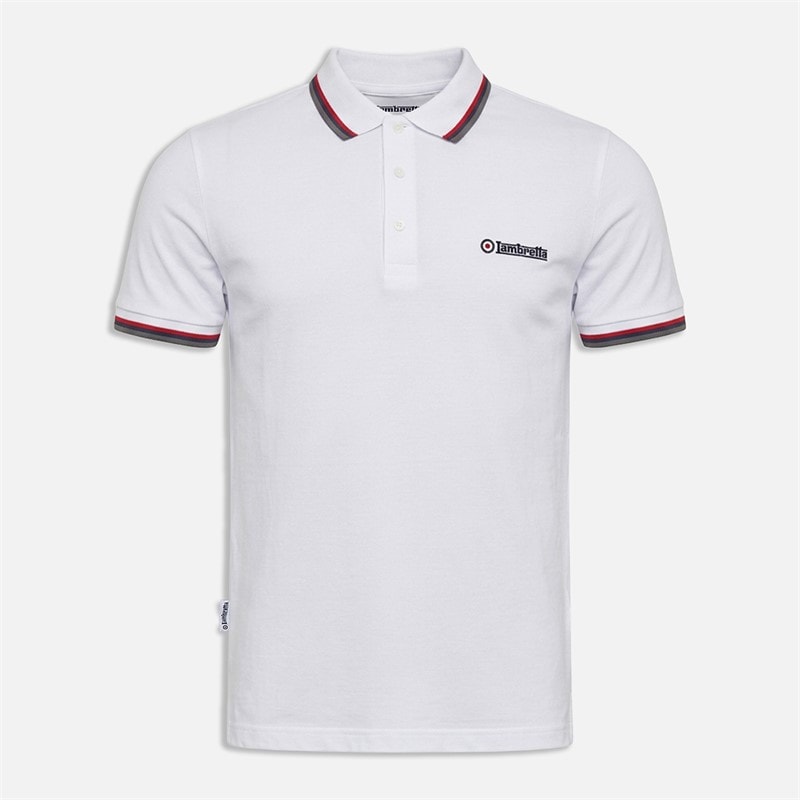 Lambretta Herre twin tipped polo-shirt - Hvid/Marine/Iron