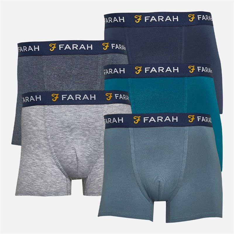 Farah Herre darrick fempak boxershorts - Croft Green/Marineblå/Chalk Blue/Grå melange/Marine melange
