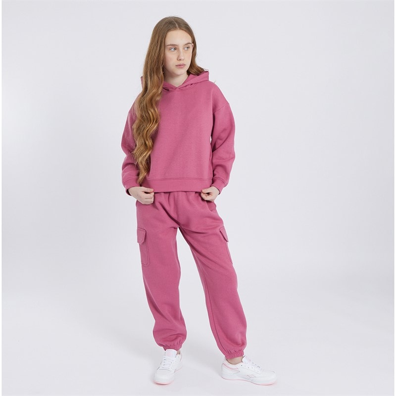Board Angels Piger hættetrøje og cargajoggers træningssæt - Pink/Rose Wine