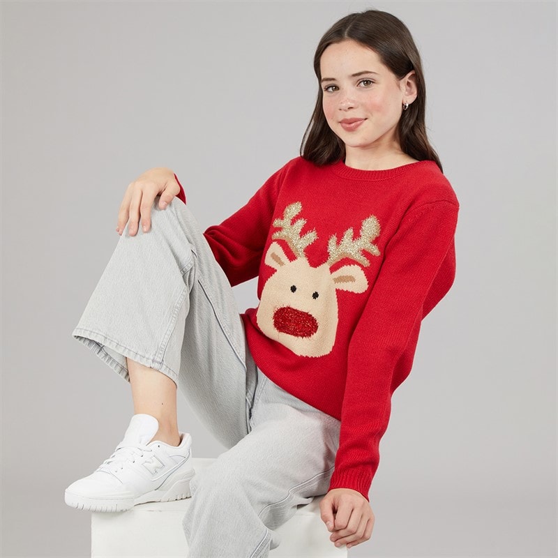 Board Angels Piger Rudolf julesweater - Rød