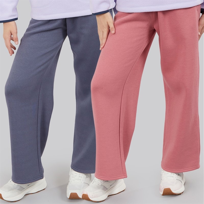 Board Angels Piger to-pack joggebukser med vide ben - Dusky Blue/Dusky Rose